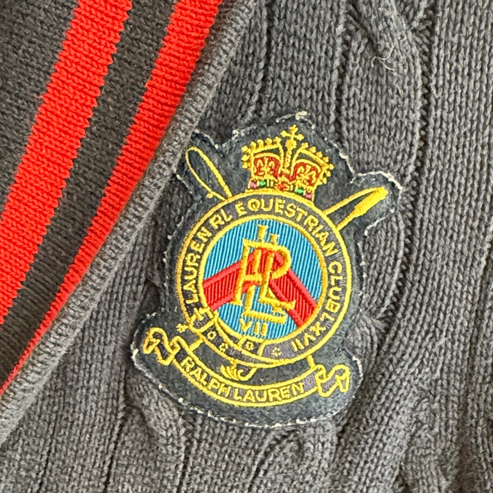 Ralph Lauren Lauren Active Navy Cardigan with Red Accents XSP - Picture 3 of 5